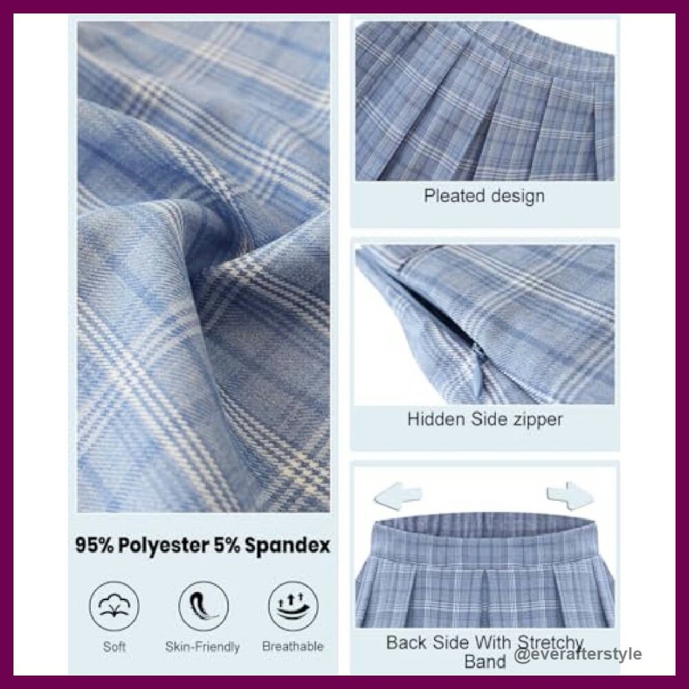 Stretchy Pleated Mini Skirt A-Line Swing Skater Versatile Chic Y2K - Picture 7 of 7